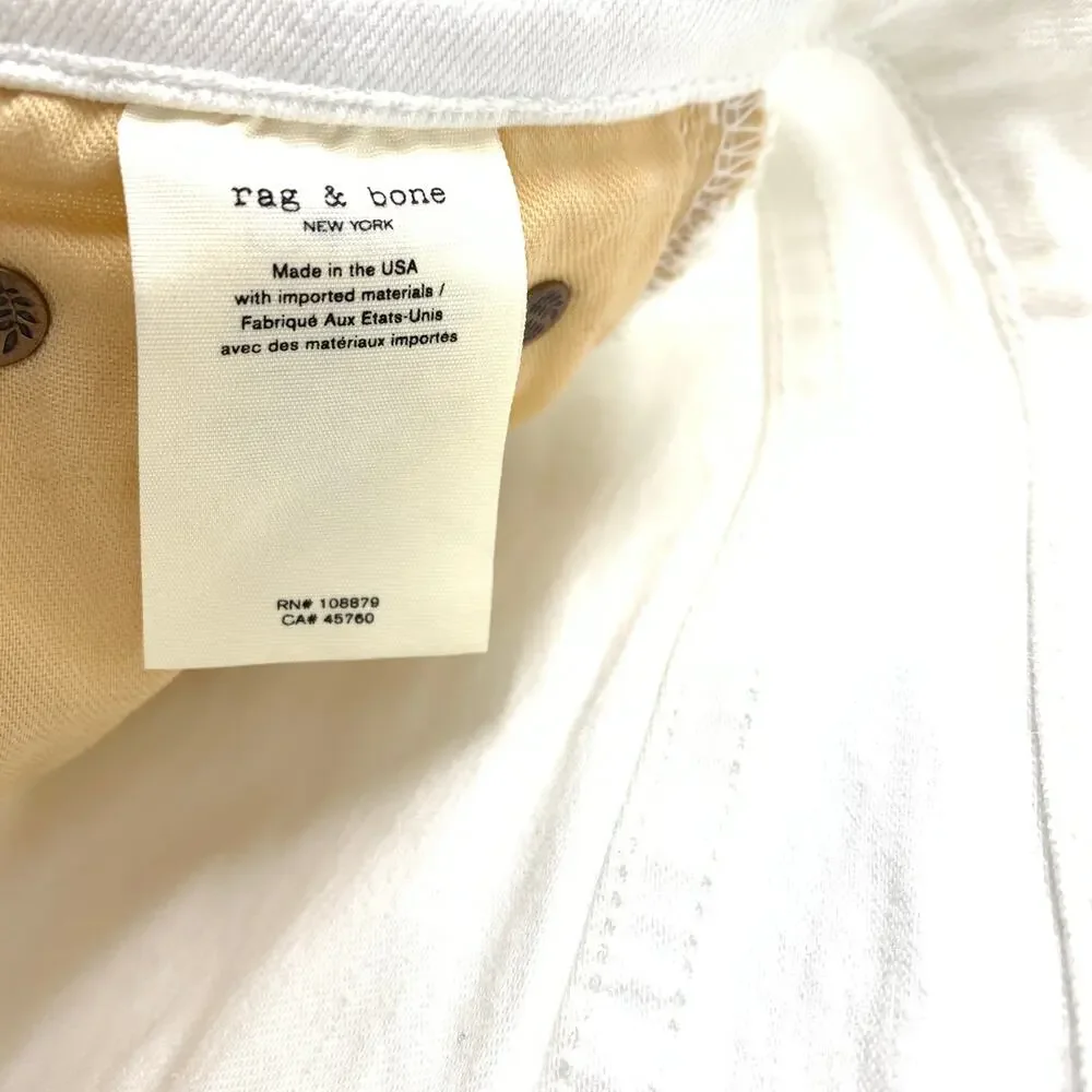 Rag & Bone Nina High Rise Flare Leg Jeans Womens Size 26 Summer White Distressed